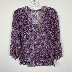 Joie | Purple Patterned Silk Tunic Top